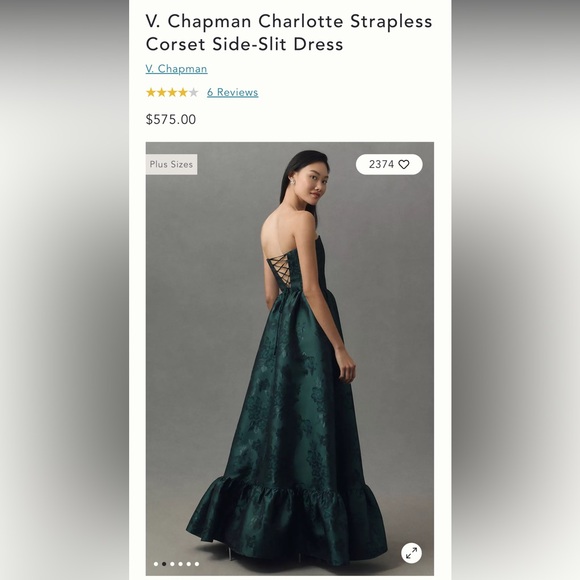 V. Chapman Charlotte Strapless Corset Side-Slit Dress - Picture 2 of 9